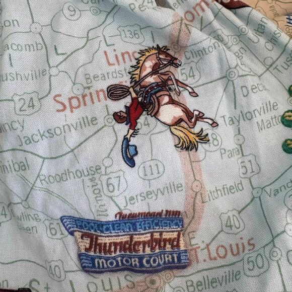 Vintage Western Rockabilly Ruffled Skirt Rt. 66 Print Cottage - Picture 10 of 11